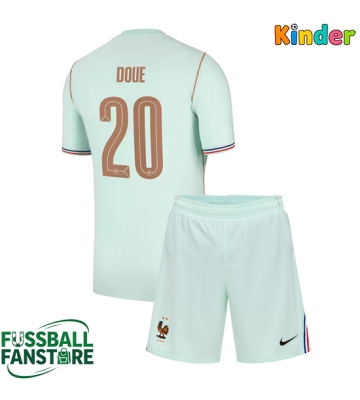 Frankreich Desire Doue #20 Replik Auswärtstrikot Kinder WM 2026 Kurzarm (+ Kurze Hosen)